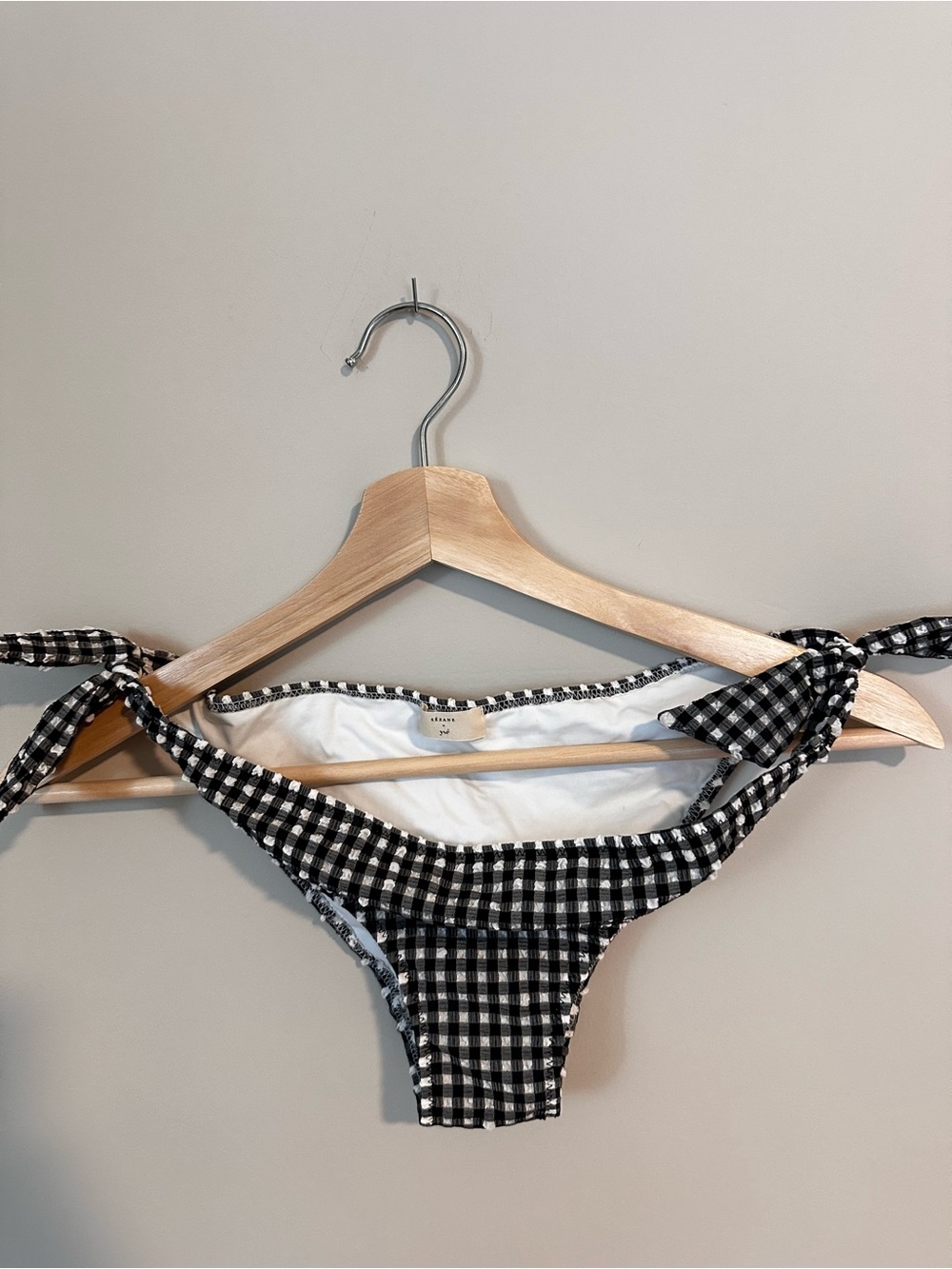 Sezane YSE Women’s Black & White Gingham Tie Bikini Top and Bottom. Size 34 - Picture 6 of 8